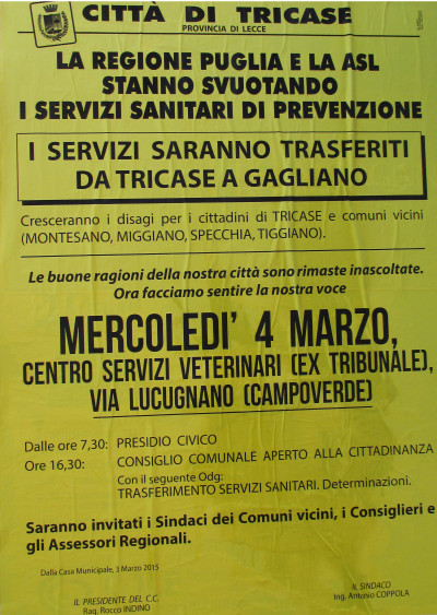 MERCOLEDI' 4 MARZO 2015 - CONSIGLIO COMUNALE APERTO ALLA CITTADINANZA CON IL ...