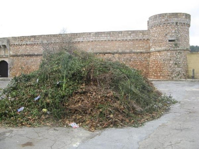 Caprarica del Capo - piazza Sant'Andrea - Legna accatastata per la focare...