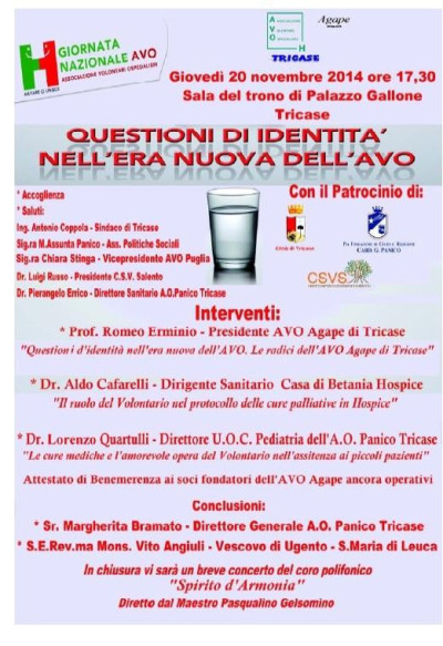 GIORNATA NAZIONALE AVO ASSOCIAZIONE VOLONTARI OSPEDALIERI - GIOVEDI' 20 NOVEM...