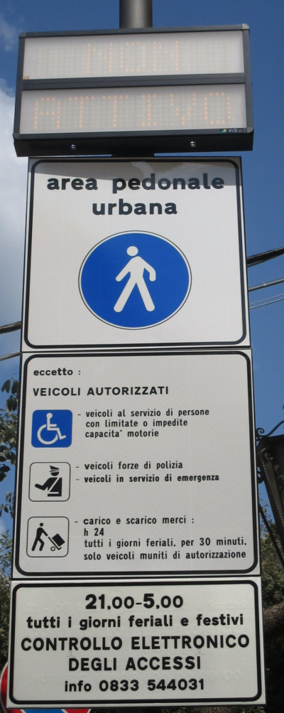 ORDINANZA N.57 DEL 16.4.2019:ISTITUZIONE AREA PEDONALE IN VIA SPERIMENTALE IN...