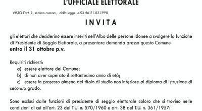 AGGIORNAMENTO ALBO UNICO DELLE PERSONE IDONEE ALL'UFFICIO DI PRESIDENTE DI SE...