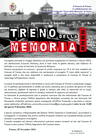 BANDO TRENO DELLA MEMORIA ANNO 2025