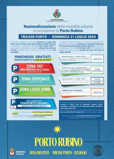 PORTO RUBINO 21 LUGLIO 2024 ISTANZA PER AUTORIZZAZIONE AL TRANSITO SULLE SS.P...